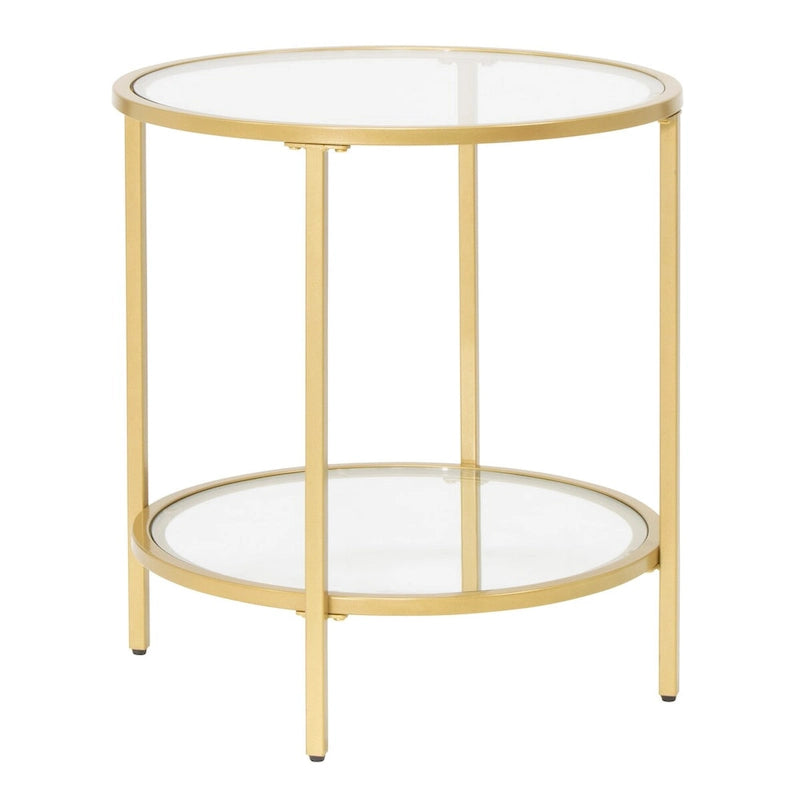 Table d'appoint ronde moderne en verre et cadre métallique Heimlich de Carbon Loft