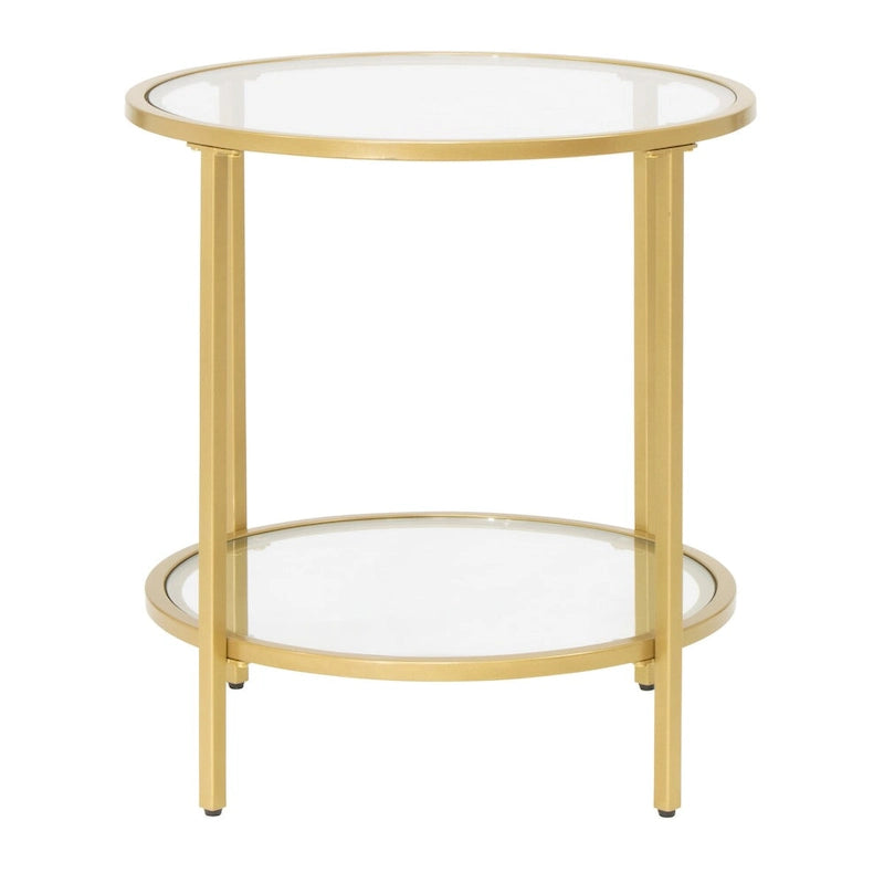 Table d'appoint ronde moderne en verre et cadre métallique Heimlich de Carbon Loft