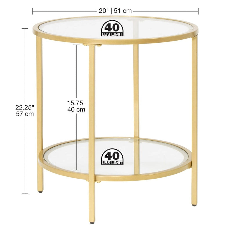 Table d'appoint ronde moderne en verre et cadre métallique Heimlich de Carbon Loft