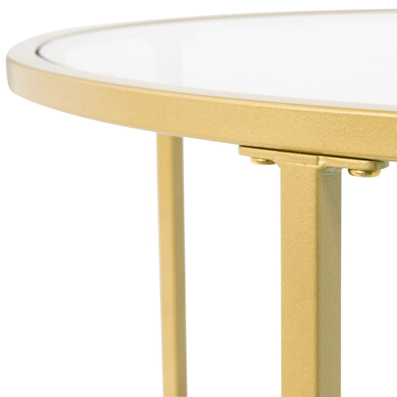 Table d'appoint ronde moderne en verre et cadre métallique Heimlich de Carbon Loft