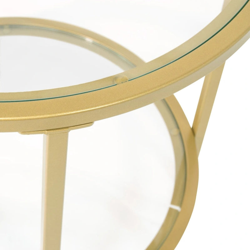 Table d'appoint ronde moderne en verre et cadre métallique Heimlich de Carbon Loft