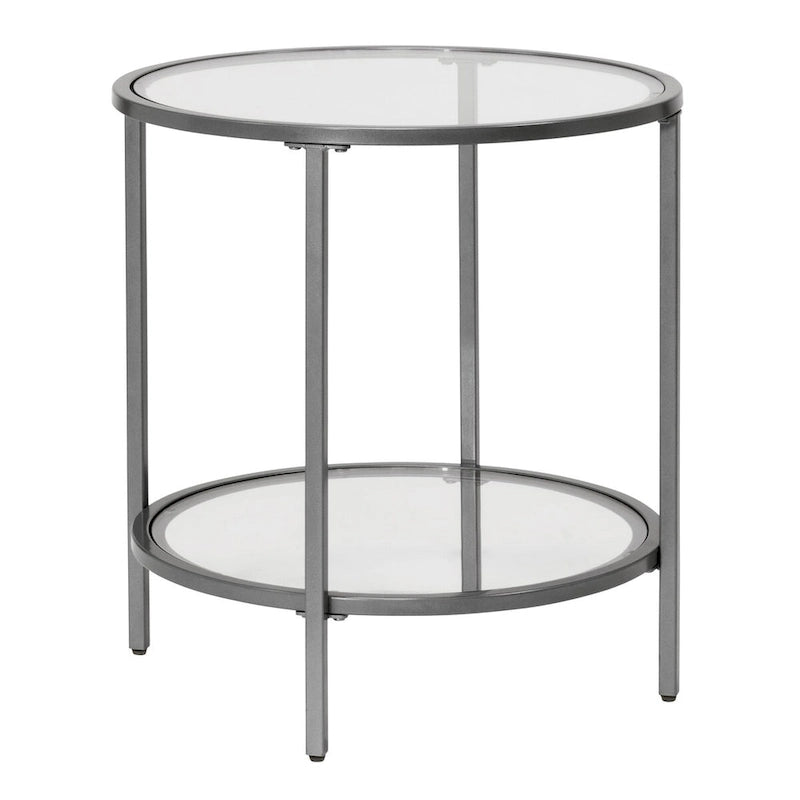 Table d'appoint ronde moderne en verre et cadre métallique Heimlich de Carbon Loft