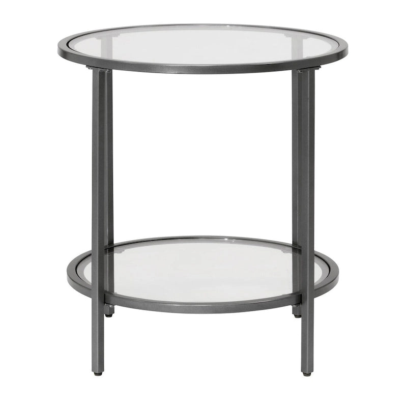 Table d'appoint ronde moderne en verre et cadre métallique Heimlich de Carbon Loft