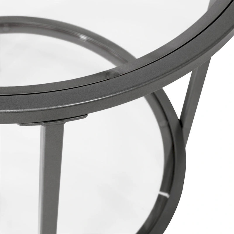 Table d'appoint ronde moderne en verre et cadre métallique Heimlich de Carbon Loft