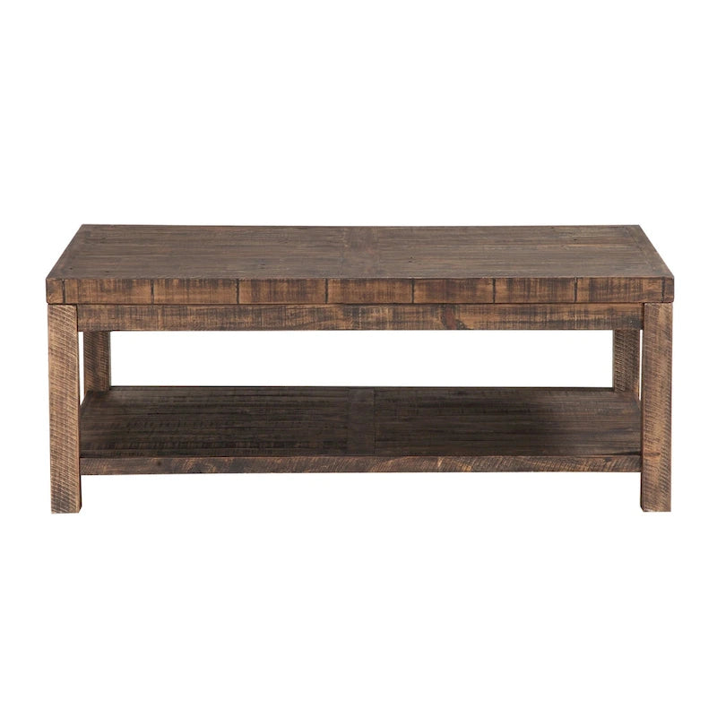 Table basse en bois avec une étagère, marron taupe