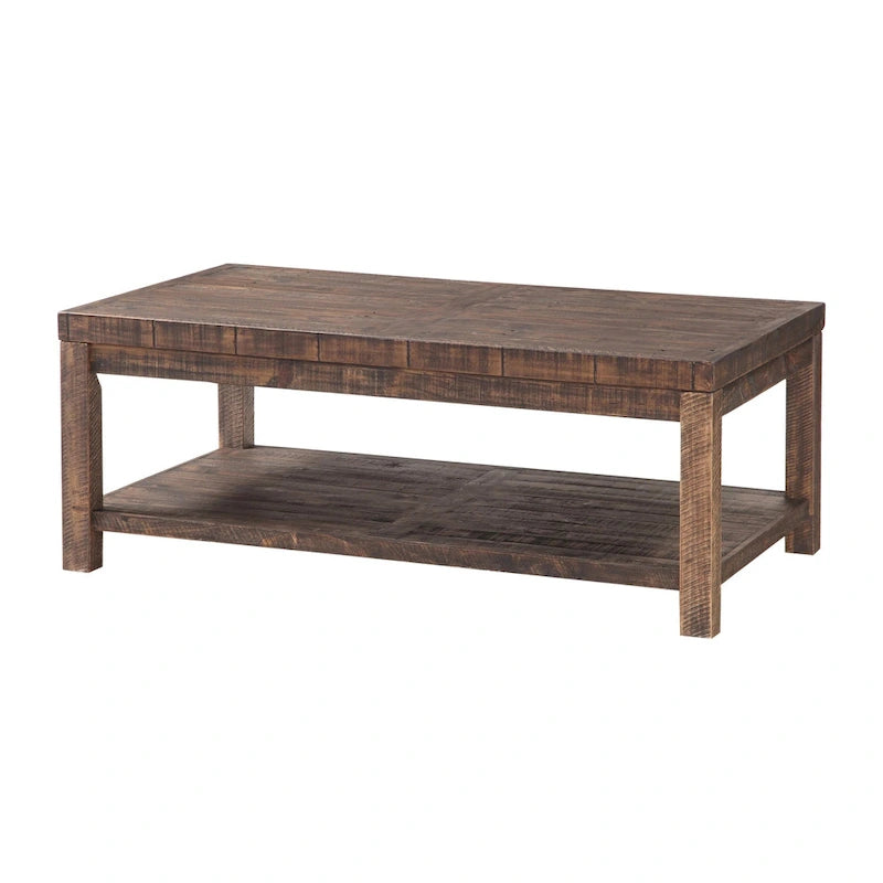 Table basse en bois avec une étagère, marron taupe