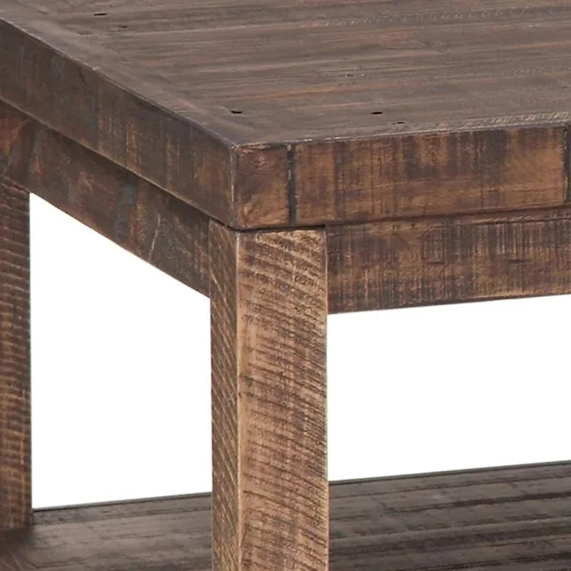 Table basse en bois avec une étagère, marron taupe