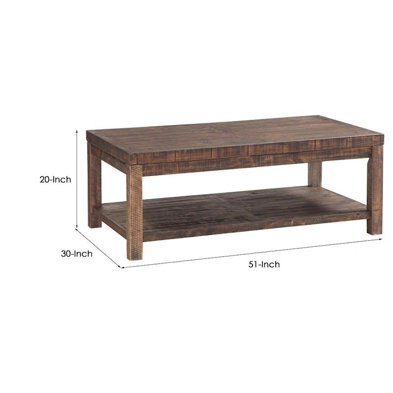 Table basse en bois avec une étagère, marron taupe