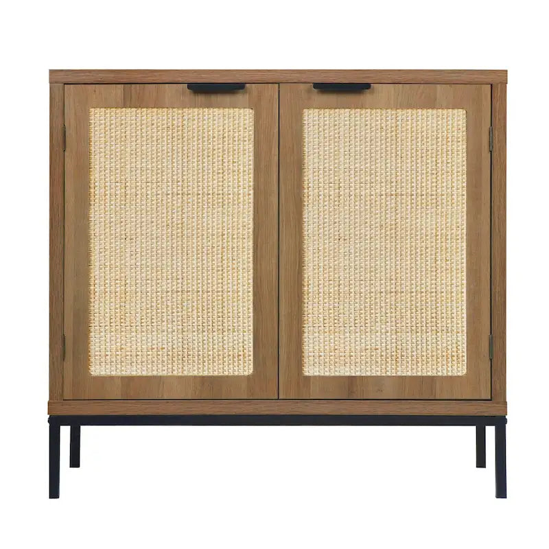 Buffet bas en rotin de style moderne du milieu du siècle avec 2 portes Anmytek