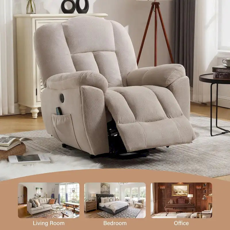 Fauteuil inclinable releveur électrique avec chauffage, massage et port USB