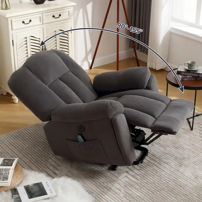 Fauteuil inclinable releveur électrique avec chauffage, massage et port USB