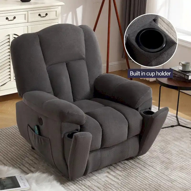 Fauteuil inclinable releveur électrique avec chauffage, massage et port USB