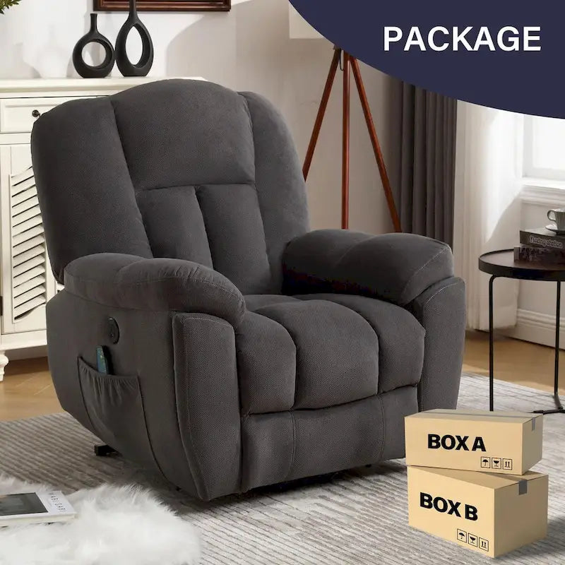 Fauteuil inclinable releveur électrique avec chauffage, massage et port USB