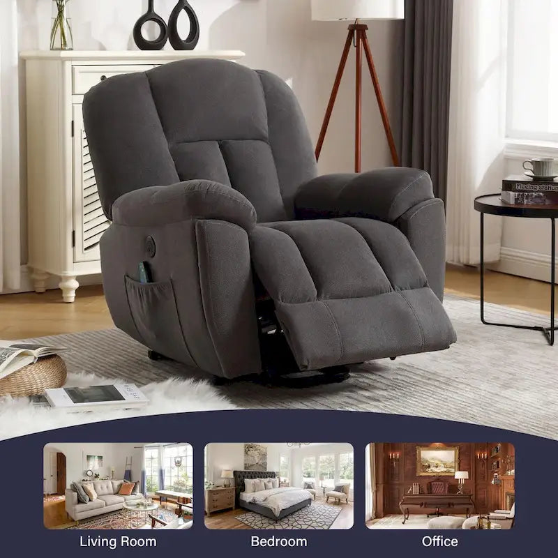 Fauteuil inclinable releveur électrique avec chauffage, massage et port USB