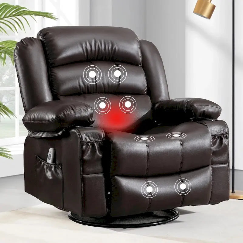 Fauteuil inclinable, pivotant et berçant manuel moderne, Fauteuil chauffant massant