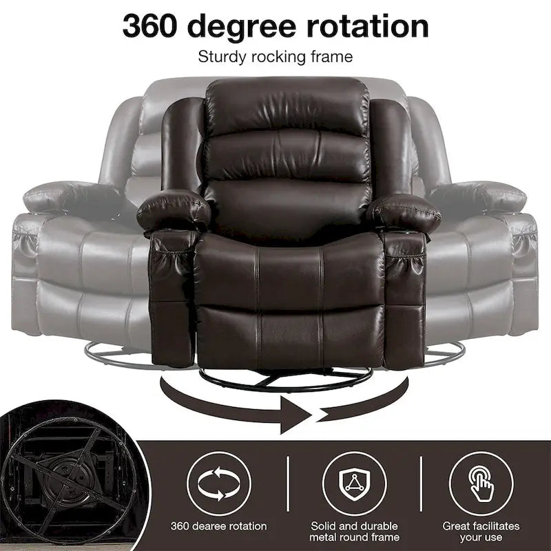 Fauteuil inclinable, pivotant et berçant manuel moderne, Fauteuil chauffant massant