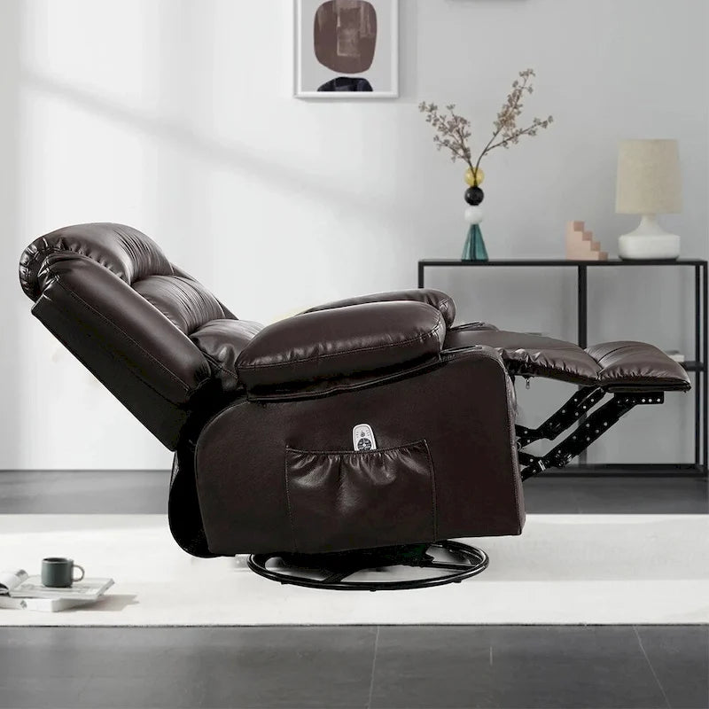 Fauteuil inclinable, pivotant et berçant manuel moderne, Fauteuil chauffant massant