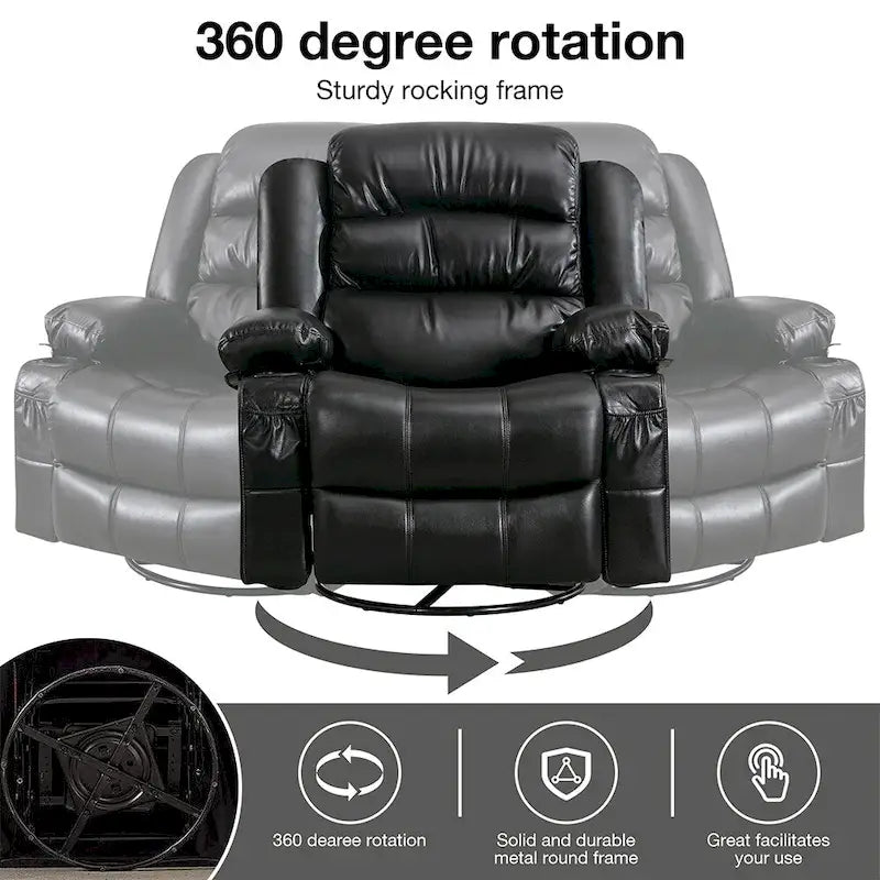Fauteuil inclinable, pivotant et berçant manuel moderne, Fauteuil chauffant massant
