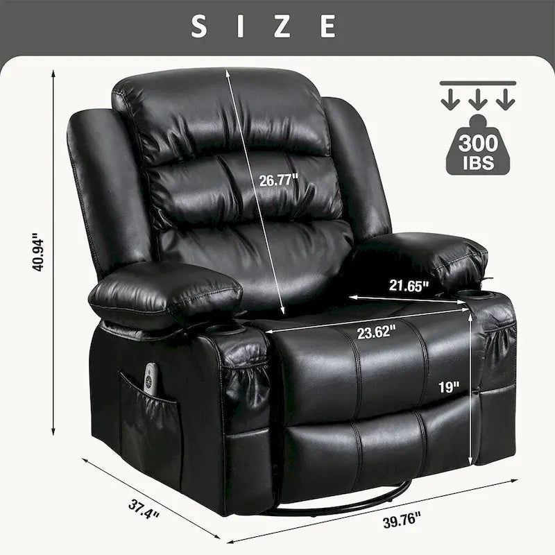 Fauteuil inclinable, pivotant et berçant manuel moderne, Fauteuil chauffant massant