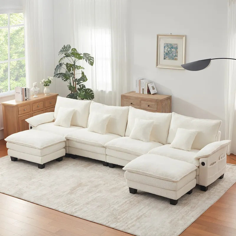 Canapé modulable 144 places convertible en canapé-lit avec 2 poufs