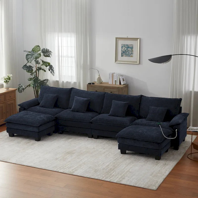 Canapé modulable 144 places convertible en canapé-lit avec 2 poufs