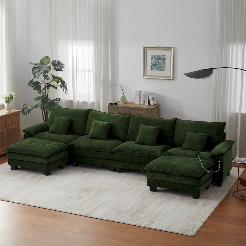 Canapé modulable 144 places convertible en canapé-lit avec 2 poufs