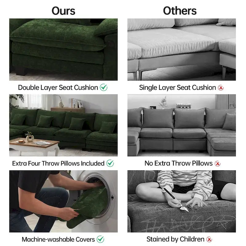 Canapé modulable 144 places convertible en canapé-lit avec 2 poufs