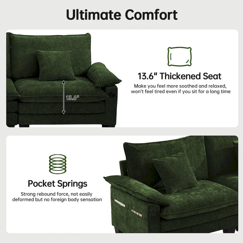 Canapé modulable 144 places convertible en canapé-lit avec 2 poufs