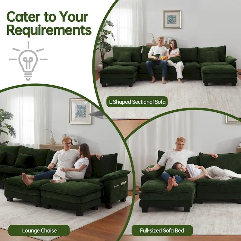 Canapé modulable 144 places convertible en canapé-lit avec 2 poufs