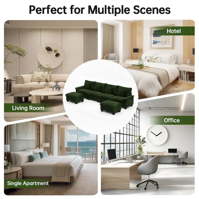 Canapé modulable 144 places convertible en canapé-lit avec 2 poufs