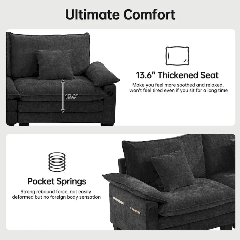 Canapé modulable 144 places convertible en canapé-lit avec 2 poufs
