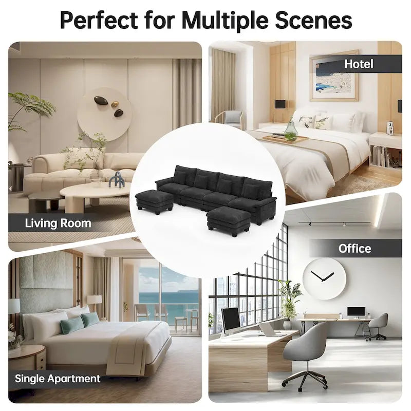 Canapé modulable 144 places convertible en canapé-lit avec 2 poufs