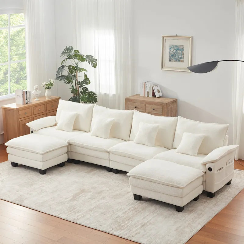 Canapé modulable 144 places convertible en canapé-lit avec 2 poufs