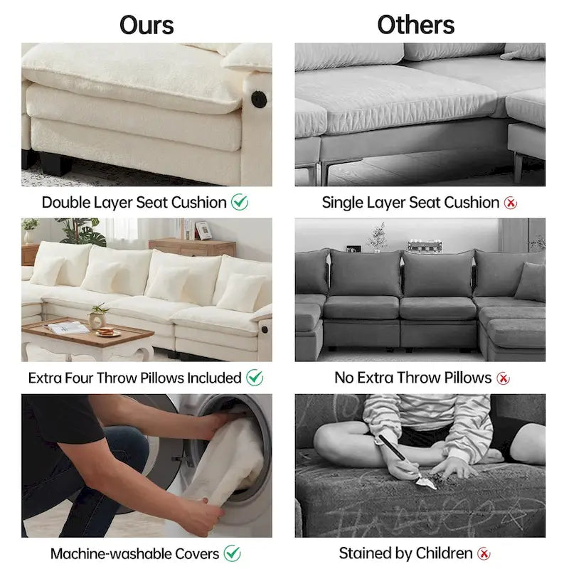 Canapé modulable 144 places convertible en canapé-lit avec 2 poufs