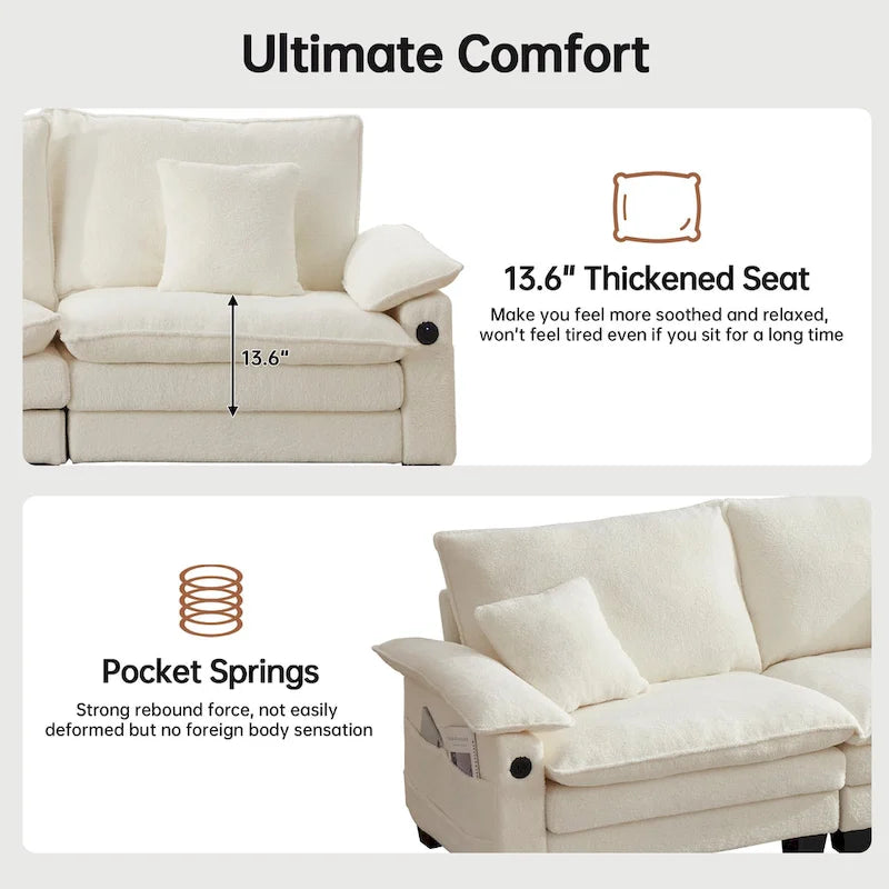 Canapé modulable 144 places convertible en canapé-lit avec 2 poufs