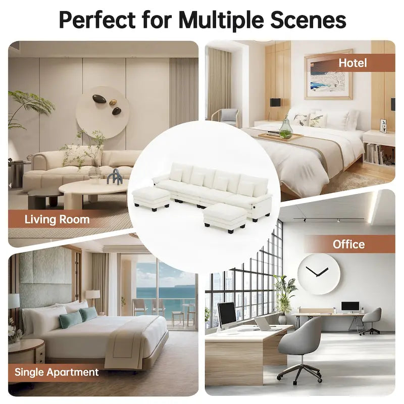Canapé modulable 144 places convertible en canapé-lit avec 2 poufs