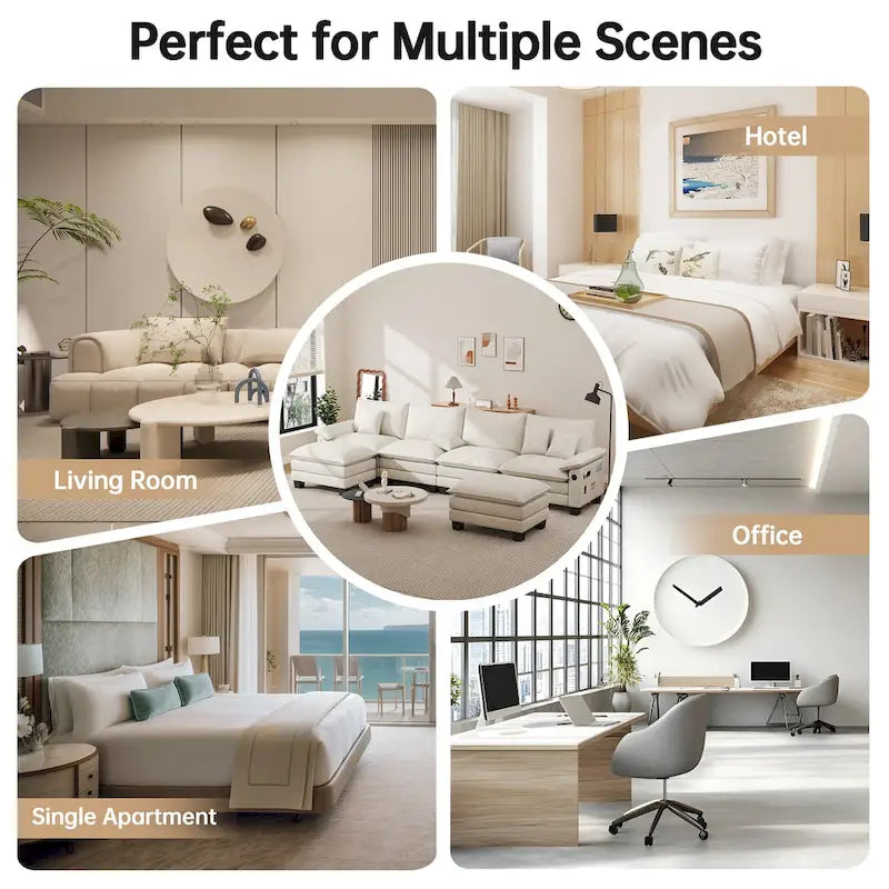 Canapé modulable 144 places convertible en canapé-lit avec 2 poufs