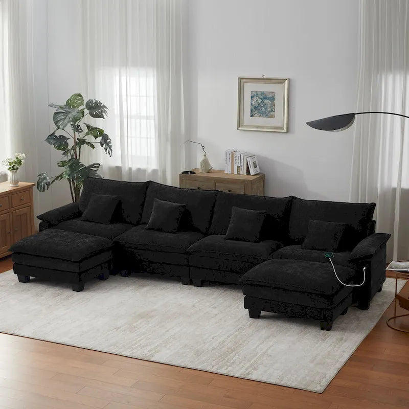 Canapé modulable 144 places convertible en canapé-lit avec 2 poufs