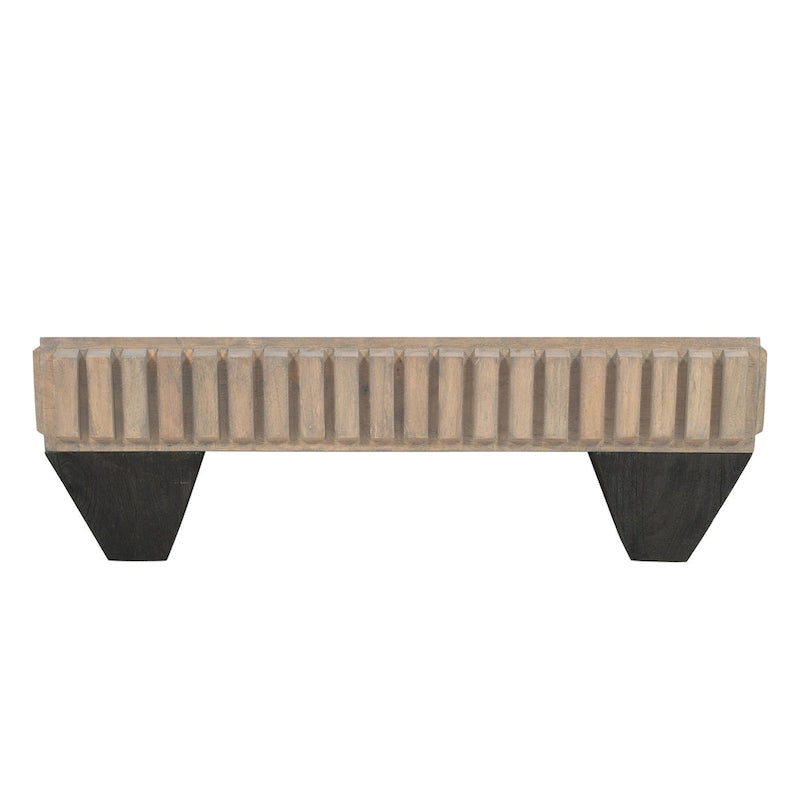 Table basse carrée de 91 cm en bois de manguier, inspirée de Tokyo - Fabriquée à la main avec une élégante finition grise sablée et des pieds effilés