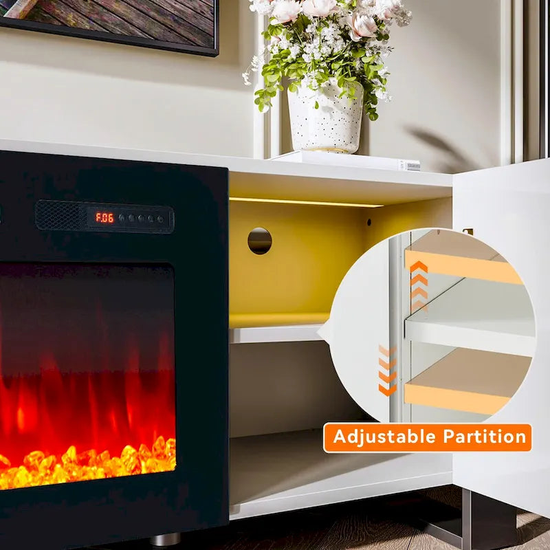 Meuble TV moderne de 70 po avec foyer de 36 po