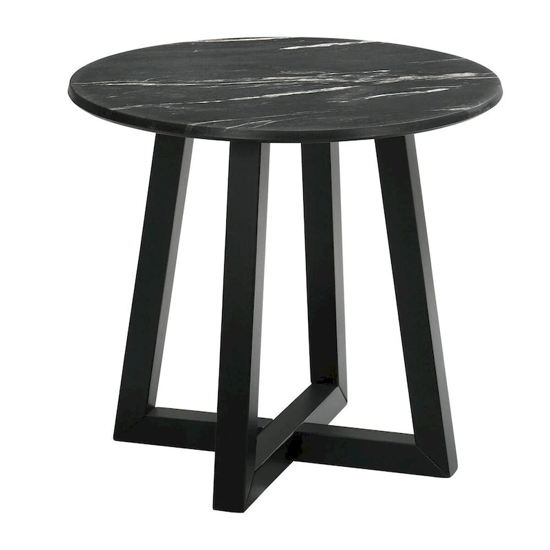 Table de bout noire Enlow avec plateau effet marbre
