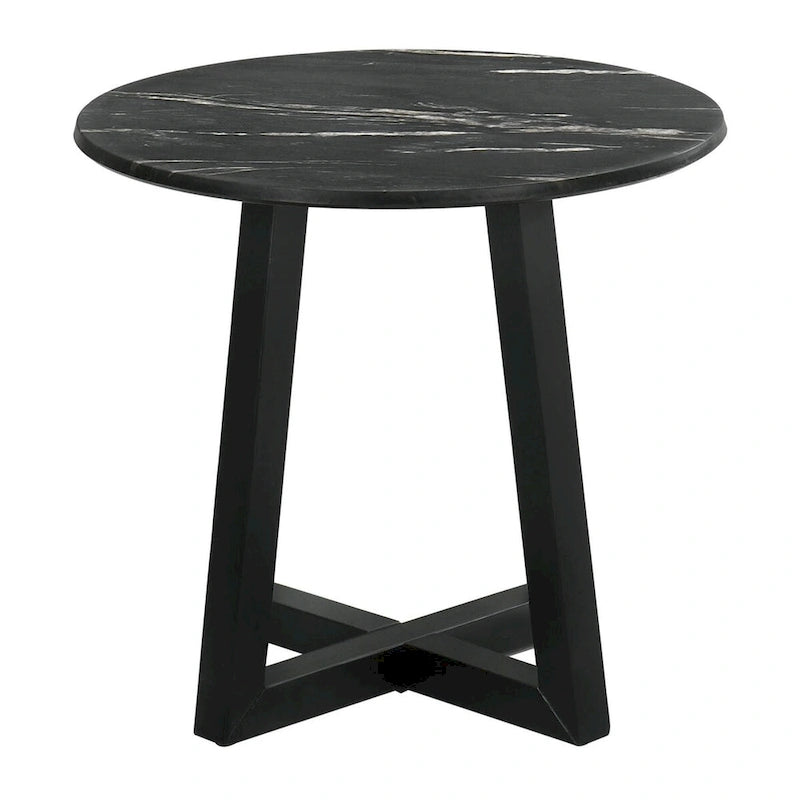 Table de bout noire Enlow avec plateau effet marbre