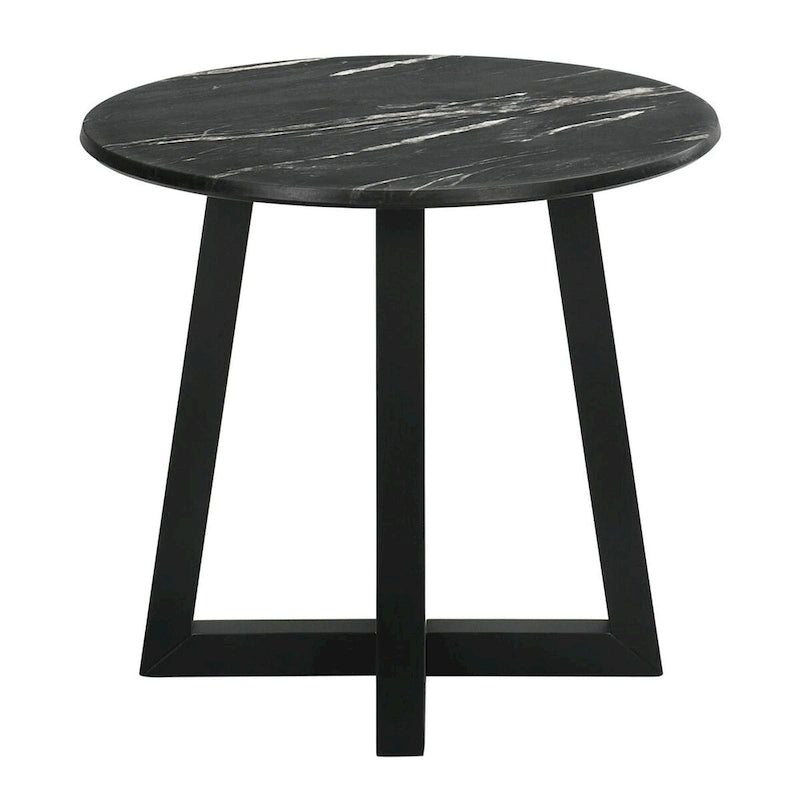 Table de bout noire Enlow avec plateau effet marbre