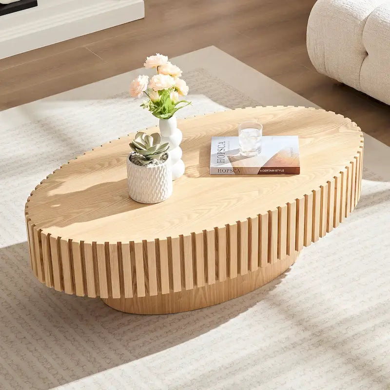 Table Basse Tambour Artisanale Moderne