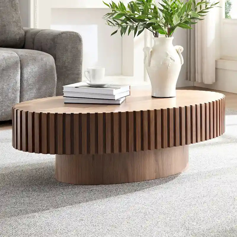 Table Basse Tambour Artisanale Moderne