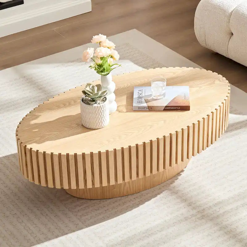 Table Basse Tambour Artisanale Moderne