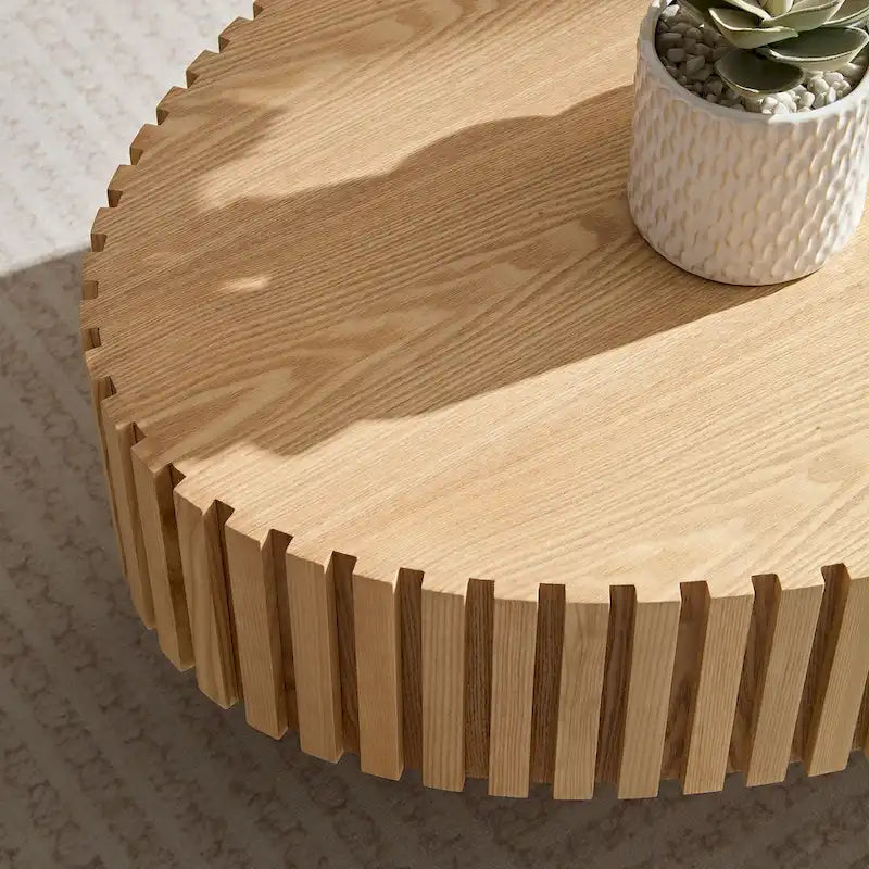 Table Basse Tambour Artisanale Moderne