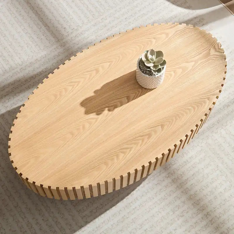 Table Basse Tambour Artisanale Moderne