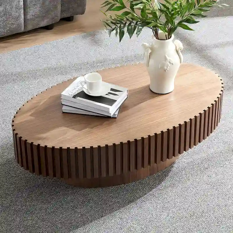 Table Basse Tambour Artisanale Moderne