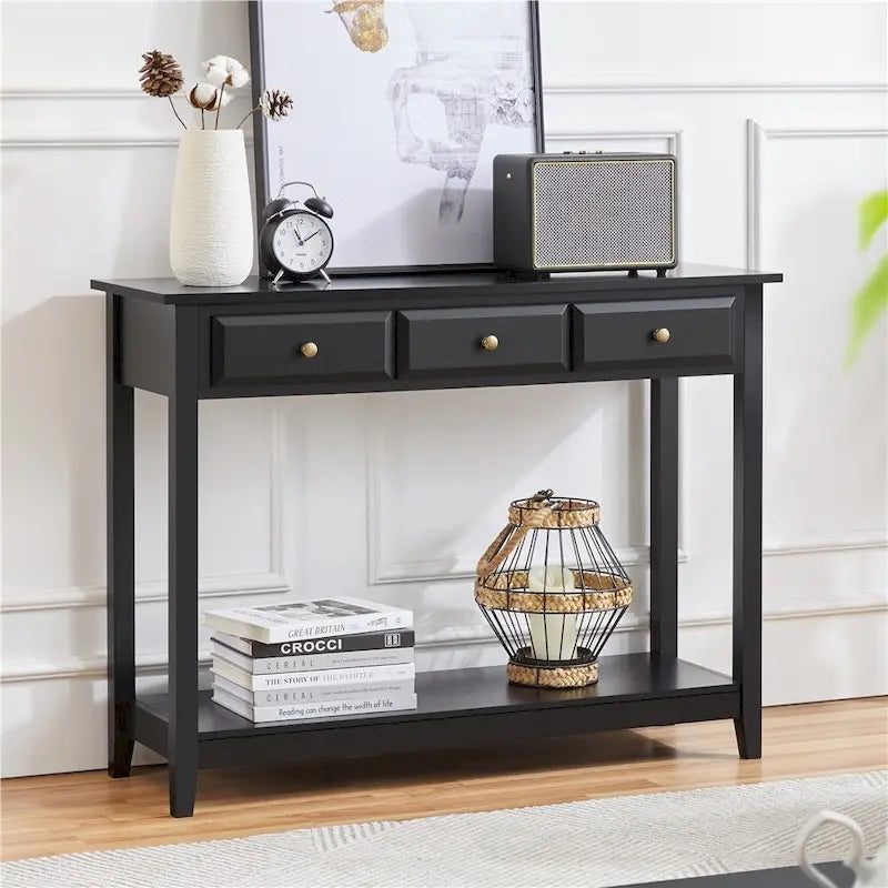 Table console à 3 tiroirs Yaheetech avec étagère de rangement
